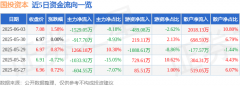 股票行情快报：国投资本（600061）6月3日主力资金