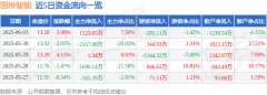 股票行情快报：国投智能（300188）6月3日主力资金